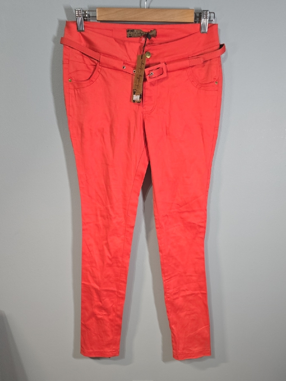 Lady Gaga Pants Women's 8 Light Coral Skinny Pants Belt Promo / Concert Merch ?
